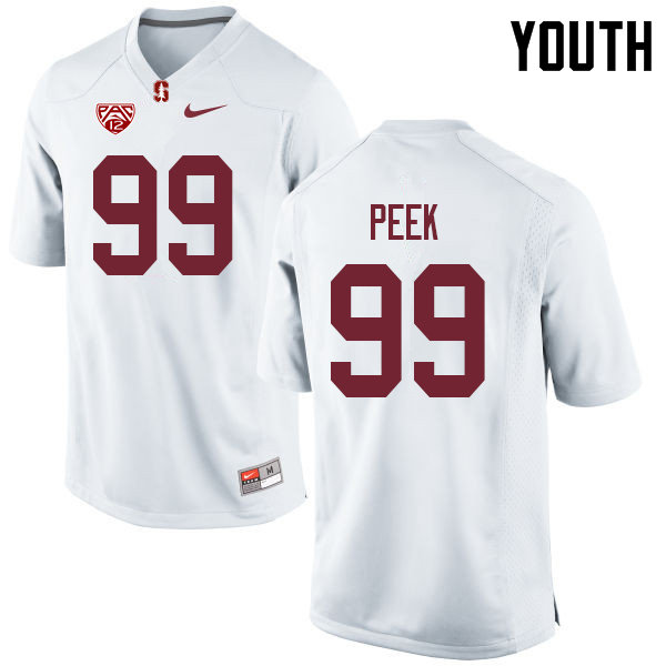 Youth #99 Bo Peek Stanford Cardinal College Football Jerseys Sale-White - Click Image to Close